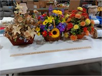 Three Baskets Of Artificial Flowers