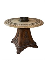A Marble Top Pedestal. Decor On Top Not Included.