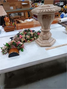 Ceramic Pedestal and Artificial Flowers