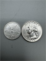 1959-D Silver Quarter, Mexican Coin