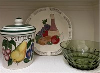 Painted Cookie Jar and Pasta Bowl