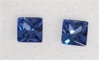 (2) Blue Sapphire Square Cut Gemstones