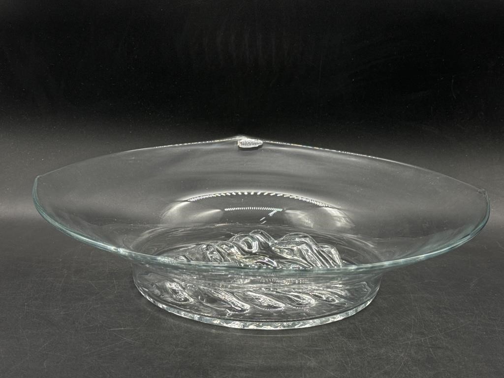 Vintage Blenko Crystal Angle Design Serving Bowl