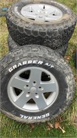 (4) Jeep tires, 255/ 70R / 18 Tires on Jeep Rims