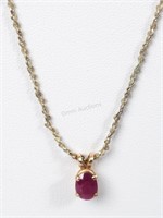 Sterling Chain w/14K Gold & Ruby Pendant