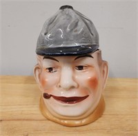 Antique Tobacco Jar Clown with Baseball Cap