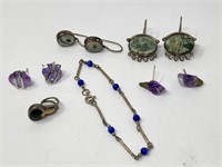 Sterling Earrings, Bracelet, Sterling/14k Pendant