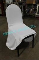 LOT, 50 PCS, WHITE BANQUET CHAIR COVERS W/TIE BACK