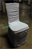 LOT, 48, WHITE RUCHED SPANDEX BANQUET CHAIR COVERS