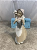 Lladro, girl with lamb figure. Approximately 10