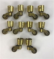 (10) Brass Furniture Round cup casters
