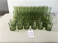 Set of 11 Plus Extras of Olive Green Glassware