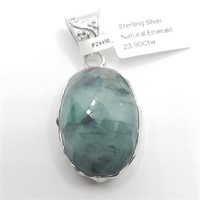 Silver Natural Emerald Pendant