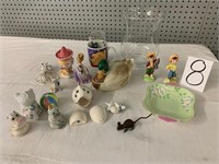 Assorted china + salt and pepper shakers