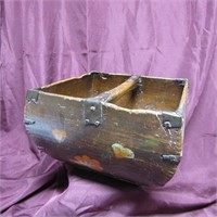 Antique 1800's Chinese rice bucket. Painted.