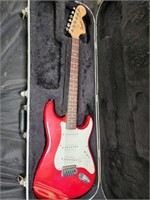 Fender Squier Strat cherry red body in hard case