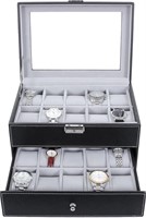 ($69) SONGMICS Watch Box with Glass Lid, Lockable