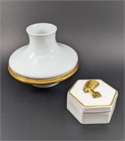 Porcelain Vase and Puff Powder Box