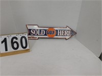 Gulf Sold Sign 5" X 19" Metal