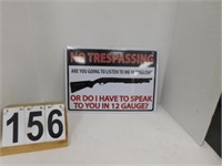 No Trespassing Sign 12" X 17" Metal