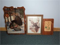 (3) HUNTING / SPORTSMAN THEMED ART WORK PIECES