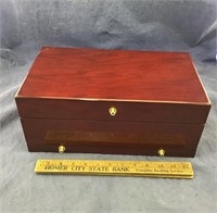 New-Ish Large Dark Wood Jewelry Box/Contents