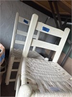 2 white doll chairs