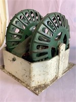 Vintage Cast Iron White and Green Hog Oiler