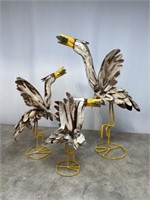 Metal Birds Lawn Art 24, 19, and 15 inches tall