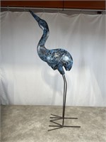 Metal Blue Crane Lawn Art 43 inches tall