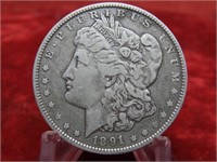 1891 O -Morgan Silver dollar US coin.