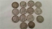 14 Mercury dimes various years dated 1902 to 1945