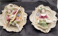 Porcelain wall plaques from Germany. Each 6"×6".