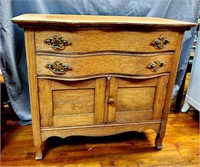 Two Drawer over Two Door Serpentine Chest