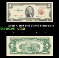 1953B $2 Red Seal United States Note Grades vf++