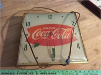 Vintage Pam coca-cola clock, non working light,