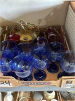 Selection of Cobalt & Ruby Glassware