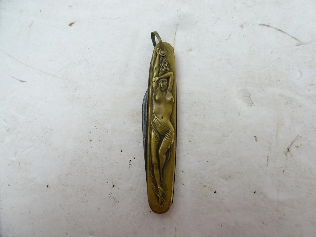 Antique Art Deco Woman Design Watch Fob Two Blade