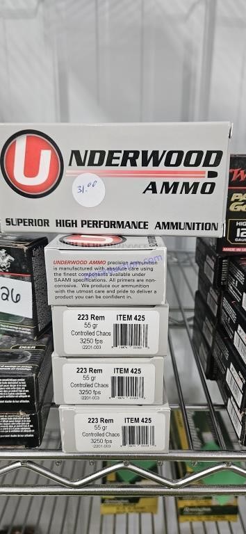 5 Underwood ammo 223 rem 55 grain
 ONE MONEY