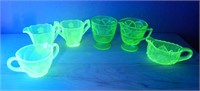 Uranium Depression Glass Sugar & Creamers