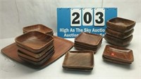 Lot of teak wood dishes