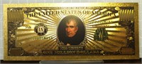 24k gold-plated banknote William Henry Harrison