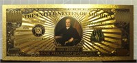 24k gold-plated banknote John Quincy Adams