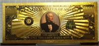 24k gold-plated banknote John Tyler