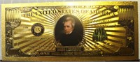 24k gold-plated banknote Andrew Jackson