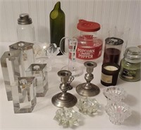 Box candlesticks, popcorn popper, etc