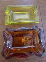 Vaseline & Tiffin Glass Ashtrays