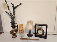 Home Decor: Clock, Lamp, Candle, & Pitcher