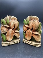 PR OF FLORAL COMPOSITE BOOKENDS