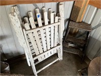 (2) Vintage Wooden Lawn Chairs; Wooden Stepladder